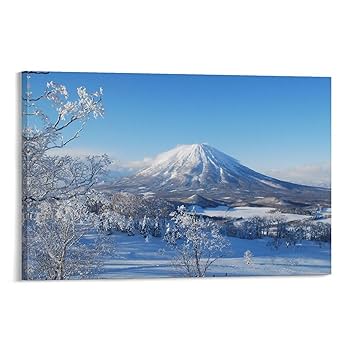 Amazon.co.jp: 絵画 冬は雪をかぶった富士山インテリア 絵画